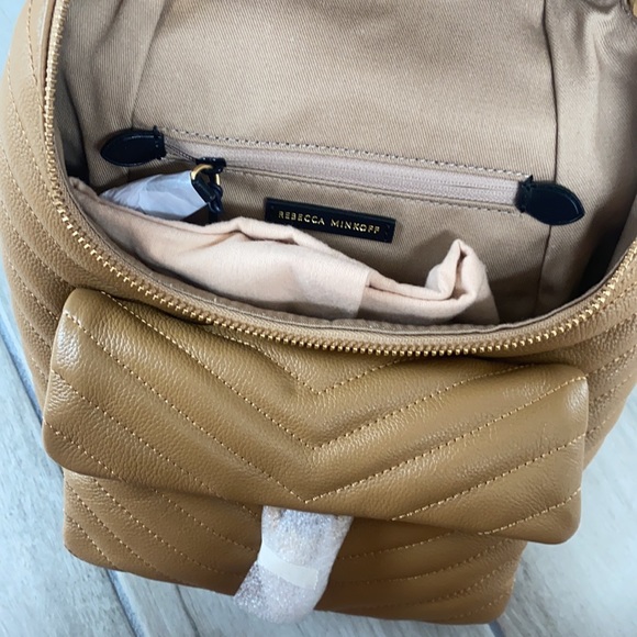 NWOT Rebecca Minkoff Edie Small Quilted Leather Backpack Bag Cool Tan AUTHENTIC - Picture 8 of 10